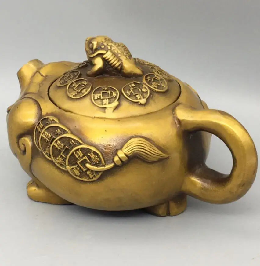 China brass gold toad teapot crafts statue