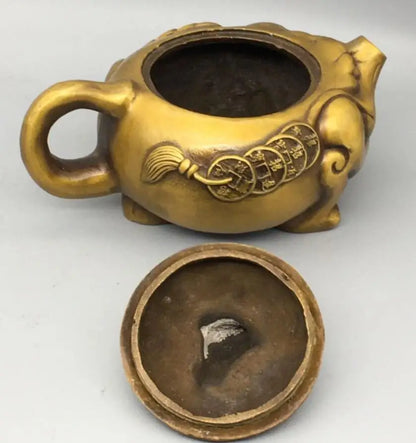 China brass gold toad teapot crafts statue