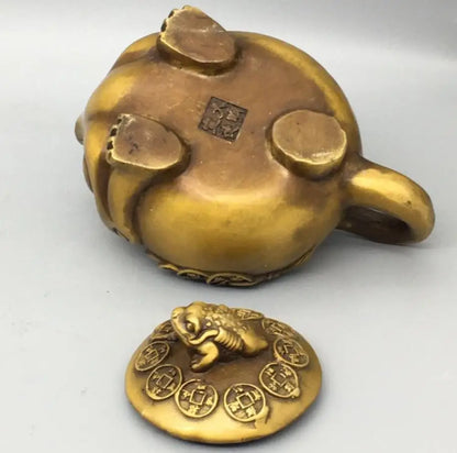 China brass gold toad teapot crafts statue