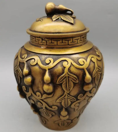 China brass gossip gourd jar crafts statue