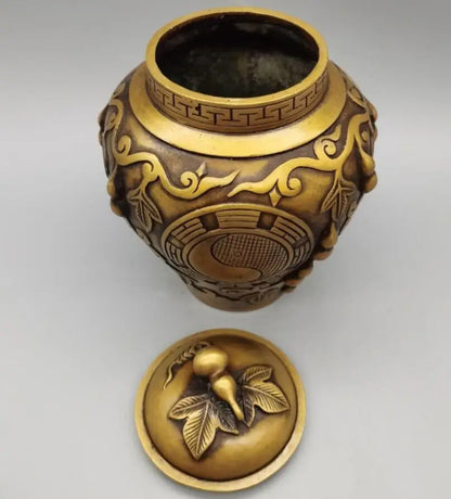 China brass gossip gourd jar crafts statue