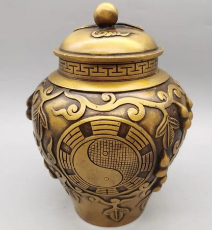 China brass gossip gourd jar crafts statue