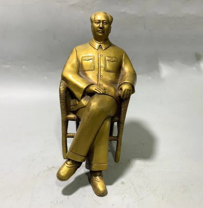China brass great leader Chairman Mao sit crafts statue