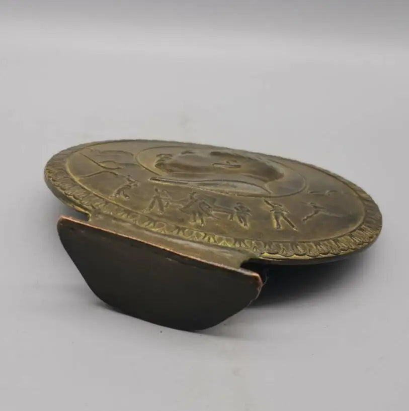 China brass great leader Mao Zedong Commemorative badge crafts statue