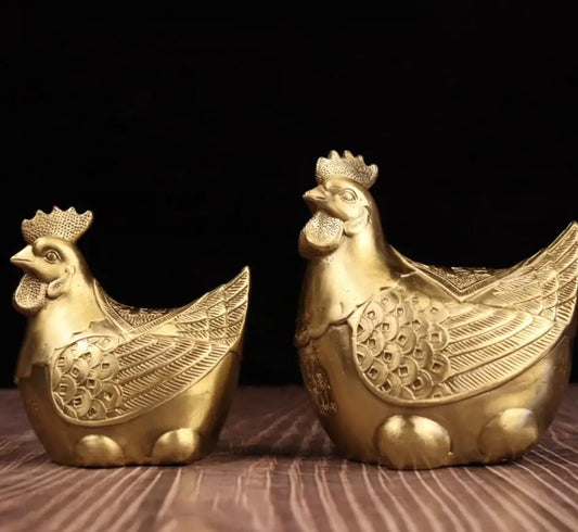 China brass hen lay eggs crafts statue