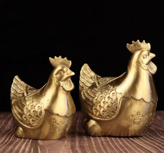 China brass hen lay eggs crafts statue