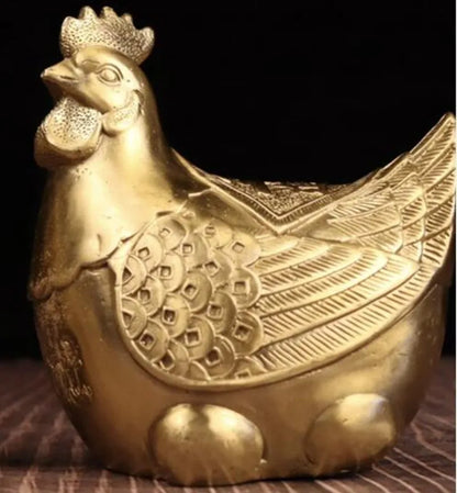 China brass hen lay eggs crafts statue