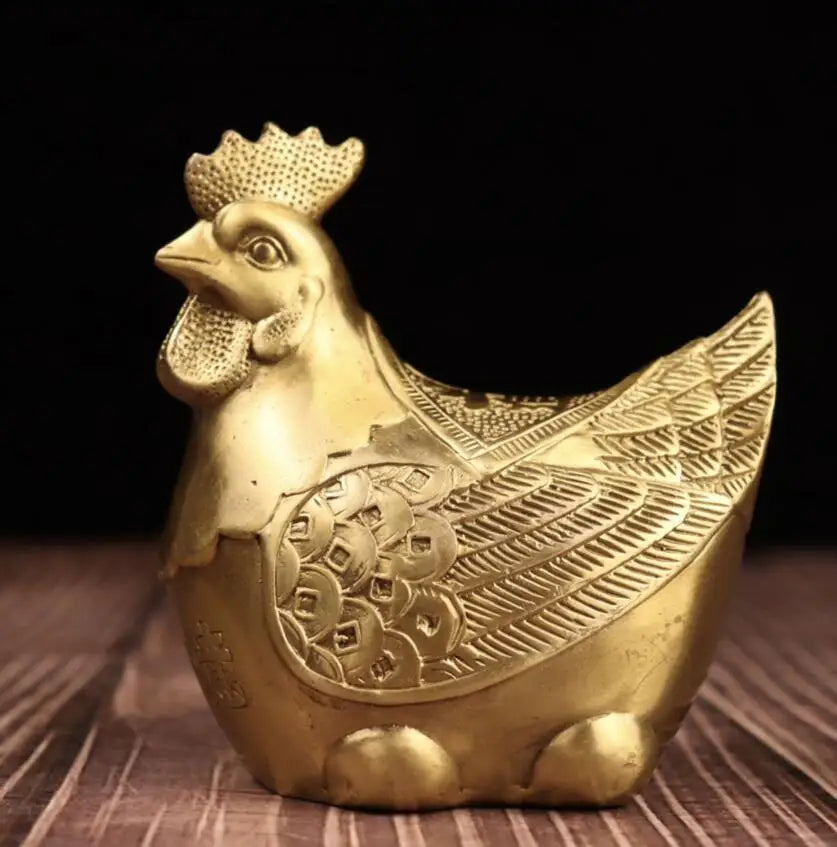 China brass hen lay eggs crafts statue