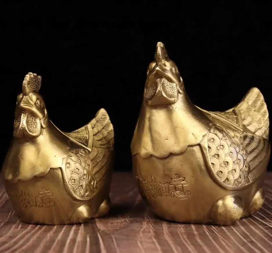 China brass hen lay eggs crafts statue
