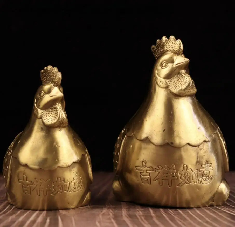 China brass hen lay eggs crafts statue