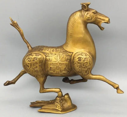 China brass horse stepped swallows crafts statue