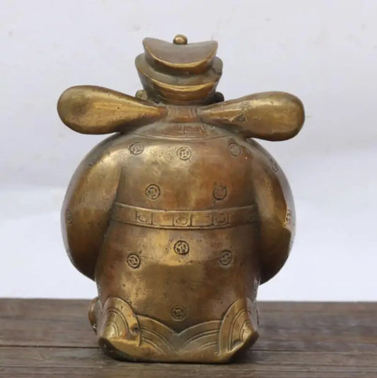 China brass hug yuan treasure god of wealth crafts statue