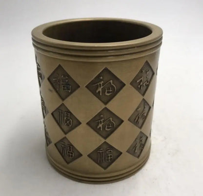 China brass hundred blessing pen cylinder crafts statue