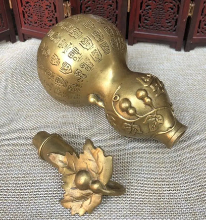 China brass hundred fu gourd wealth crafts statue