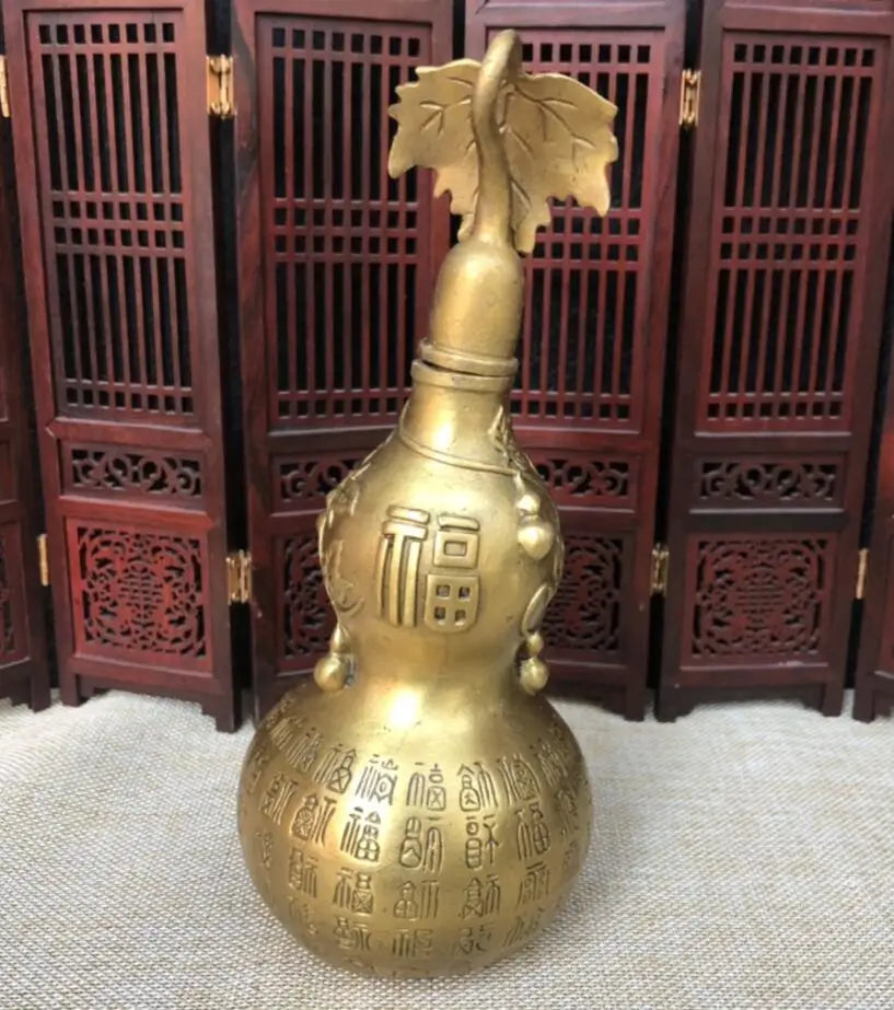 China brass hundred fu gourd wealth crafts statue
