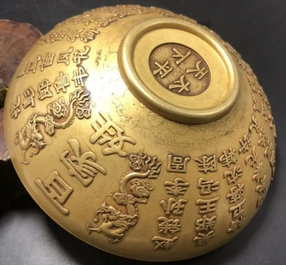 China brass hundred home surname bowl crafts statue