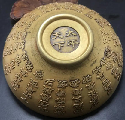 China brass hundred home surname bowl crafts statue