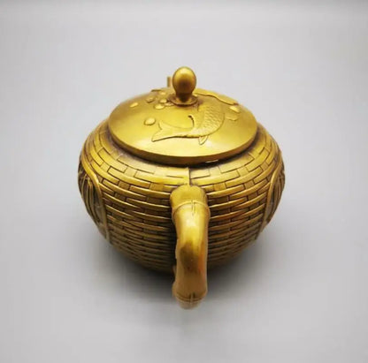 China brass jiang ziya fishing teapot crafts statue
