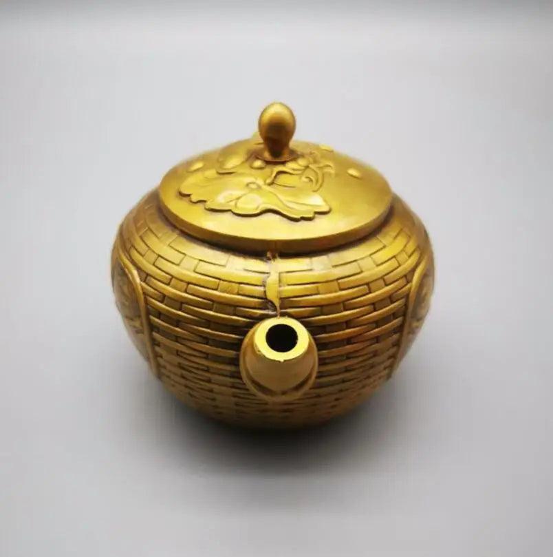 China brass jiang ziya fishing teapot crafts statue