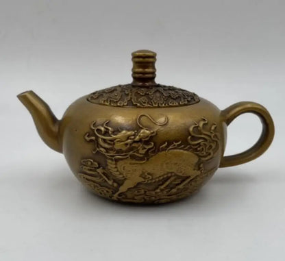 China brass kirin teapot small crafts statue