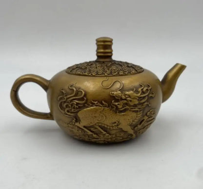 China brass kirin teapot small crafts statue