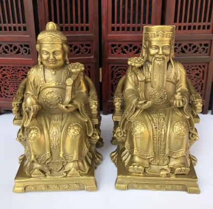 China brass land god crafts statue A pair