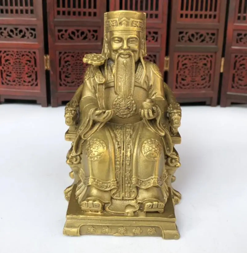 China brass land god crafts statue A pair