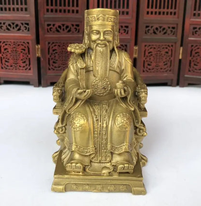 China brass land god crafts statue A pair