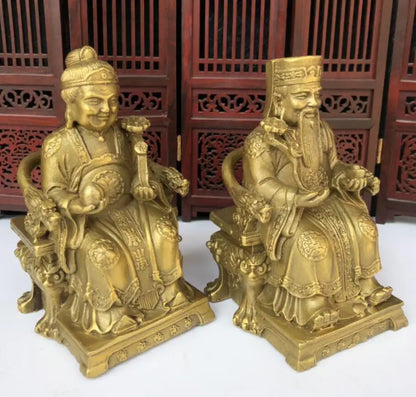 China brass land god crafts statue A pair