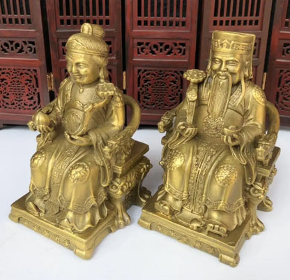 China brass land god crafts statue A pair