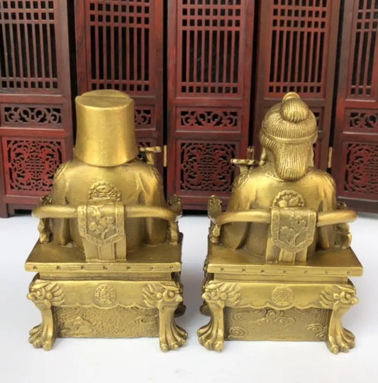 China brass land god crafts statue A pair