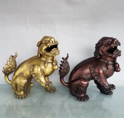 China brass lion Incense burner crafts statue