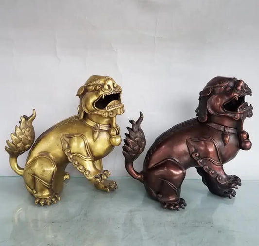 China brass lion Incense burner crafts statue