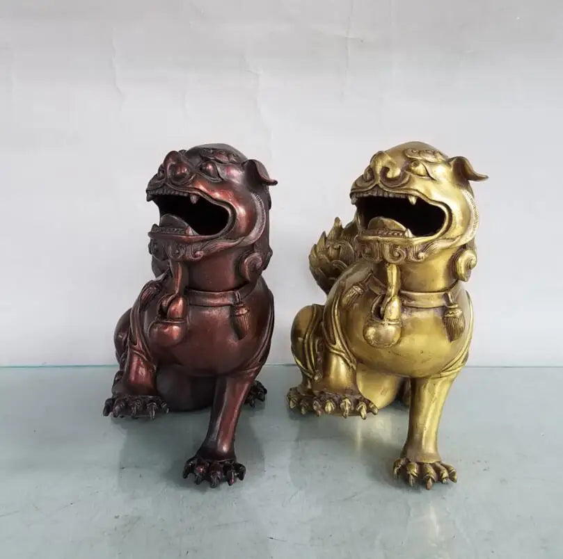 China brass lion Incense burner crafts statue