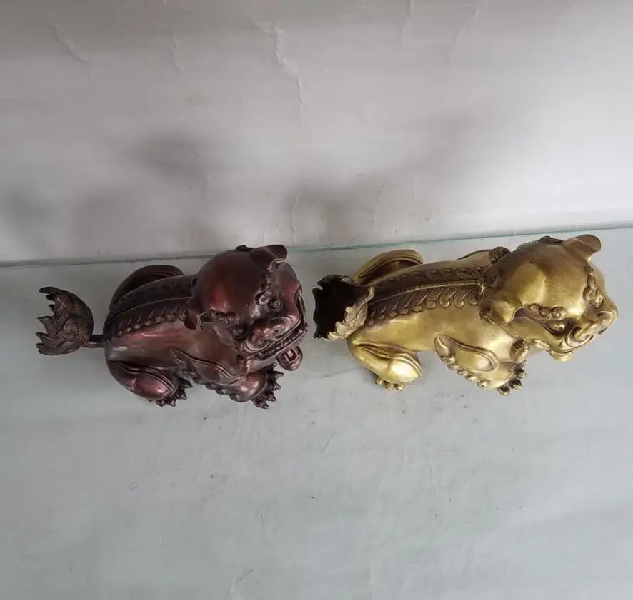 China brass lion Incense burner crafts statue