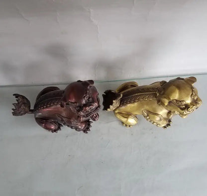 China brass lion Incense burner crafts statue
