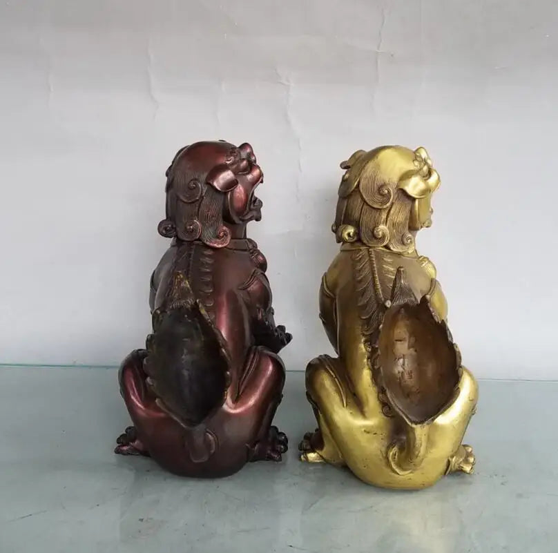 China brass lion Incense burner crafts statue