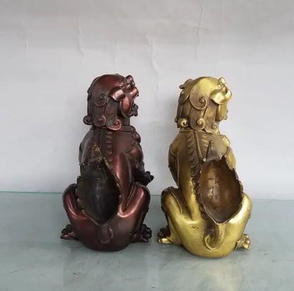 China brass lion Incense burner crafts statue