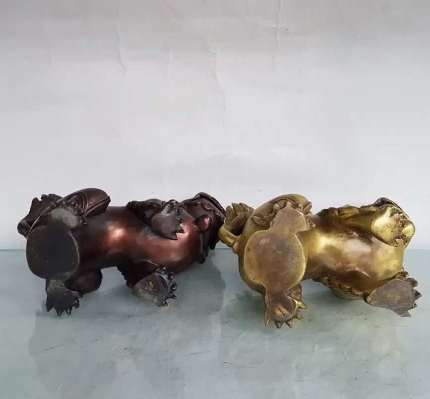 China brass lion Incense burner crafts statue