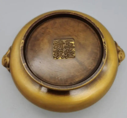 China brass lion head Incense burner crafts statue
