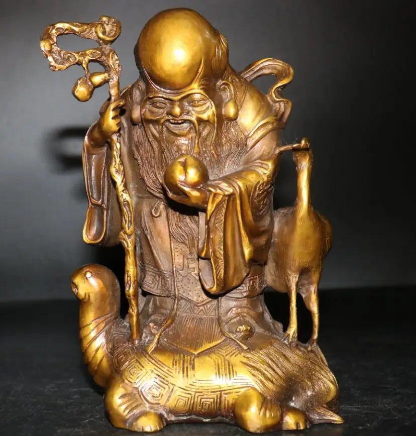 China brass longevity Buddha crafts statue