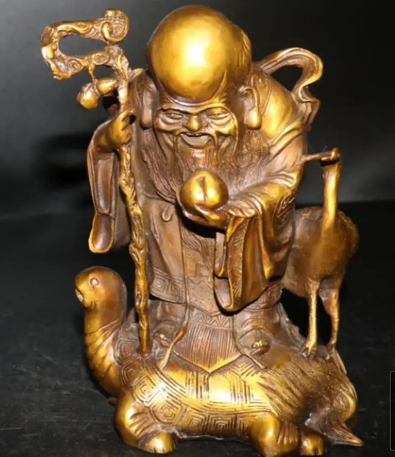 China brass longevity Buddha crafts statue