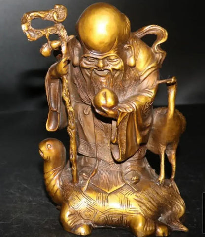 China brass longevity Buddha crafts statue