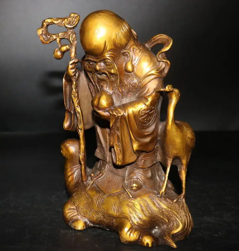 China brass longevity Buddha crafts statue