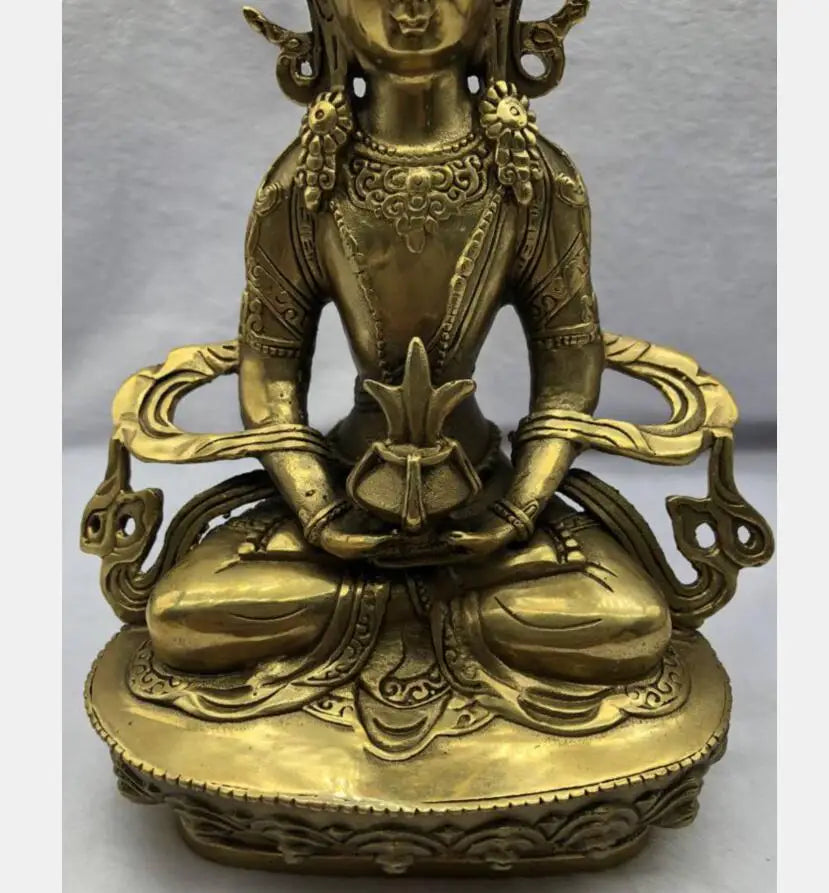 China brass longevity Buddha crafts statue