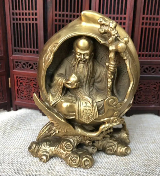China brass longevity Buddha crafts statue
