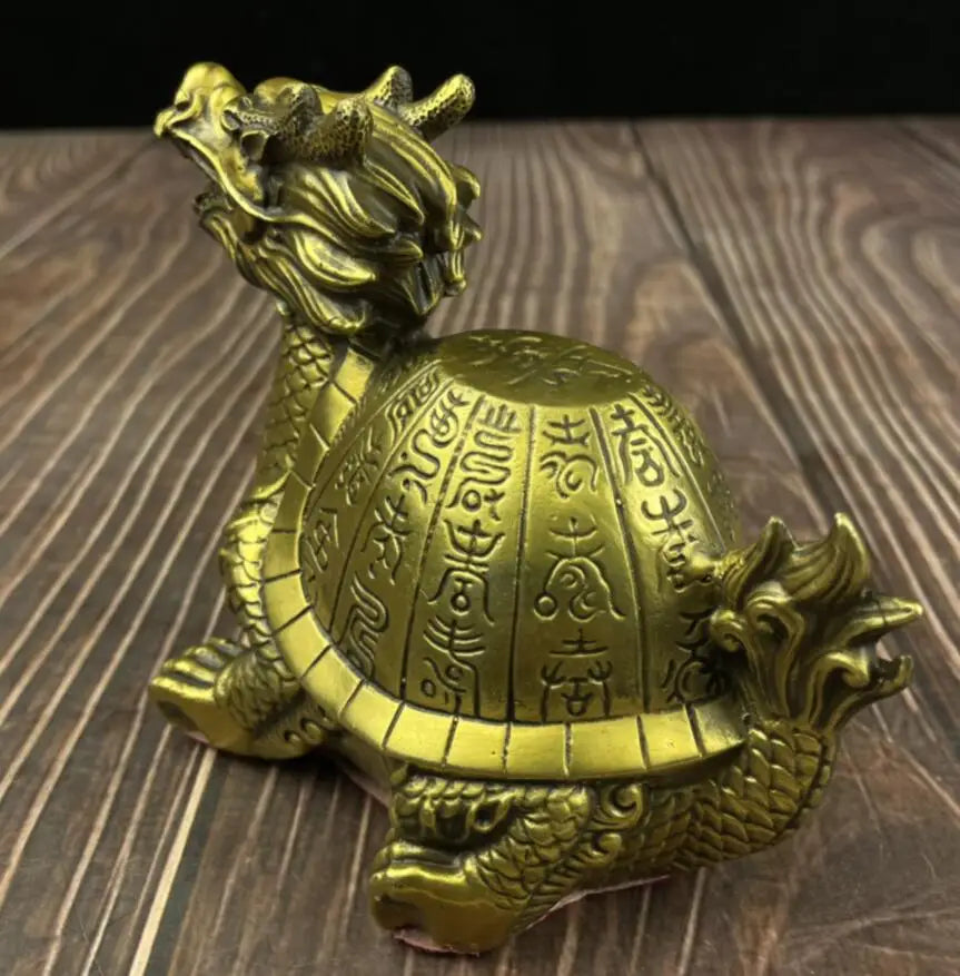 China brass longevity dragon turtle crafts statue A pair