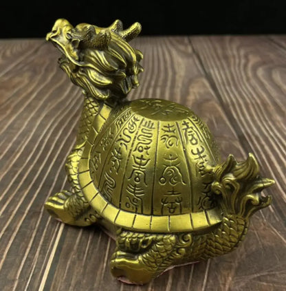 China brass longevity dragon turtle crafts statue A pair