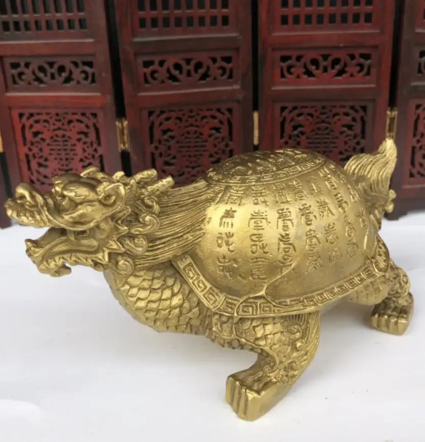 China brass longevity dragon turtle crafts statue