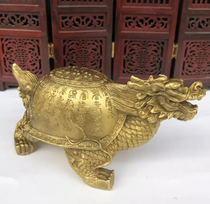 China brass longevity dragon turtle crafts statue